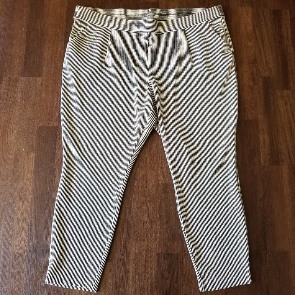 Striped Pull -on Slim Ankle Pant PLUS Sz 3X
